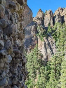 Conglomerate rock wall in Maple Canyon Utah